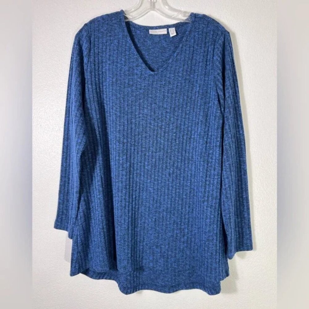 NWOT Susan Graver Ribbed Sweater Knit Tunic with Hi-Low Hem 2XL